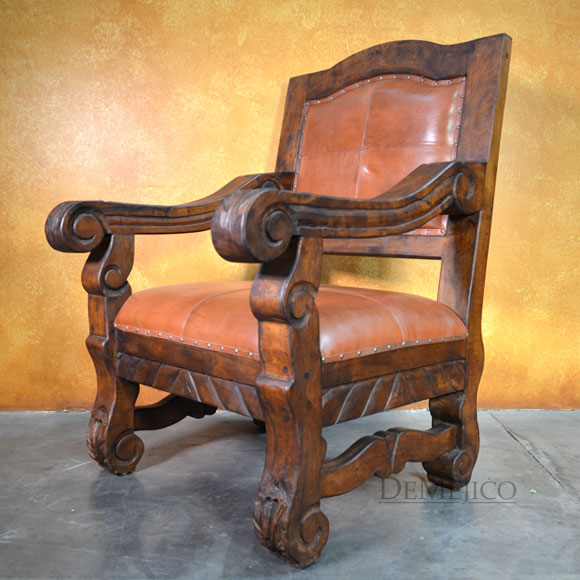 Banca Hacienda, Spanish Leather Bench, Captains Chair, Accent Cha