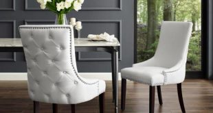 Inspired Home Piper White/Chrome PU Leather Nailhead Armless .