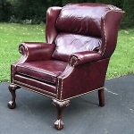 Hancock & Moore Wing Back Chair in Red Oxblood Leather Claw Feet .