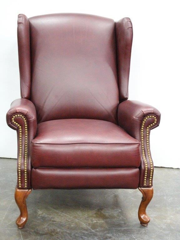 LAZY-BOY Leather Wingback Chair w/ Nail-head Trim | Idaho Auction Ba