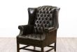 Tufted Leather Wing Back Chair w/ Nailhead Trim | Loveseat Vintage .