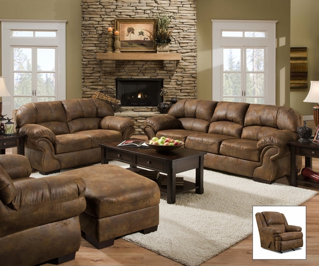Pinto Tobacco Finish Microfiber Living Room Sofa and Loveseat S