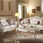Traditional Living Room Set - Wood Trim Rose Gold Faux Leather .