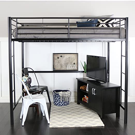 Amazon.com: WE Furniture Modern Metal Pipe Full Double Size Loft .