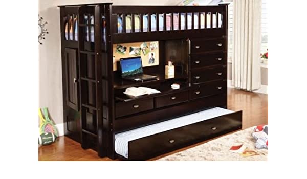 Amazon.com: Twin Loft Bed with Storage, Desk, Dresser, Trundle in .
