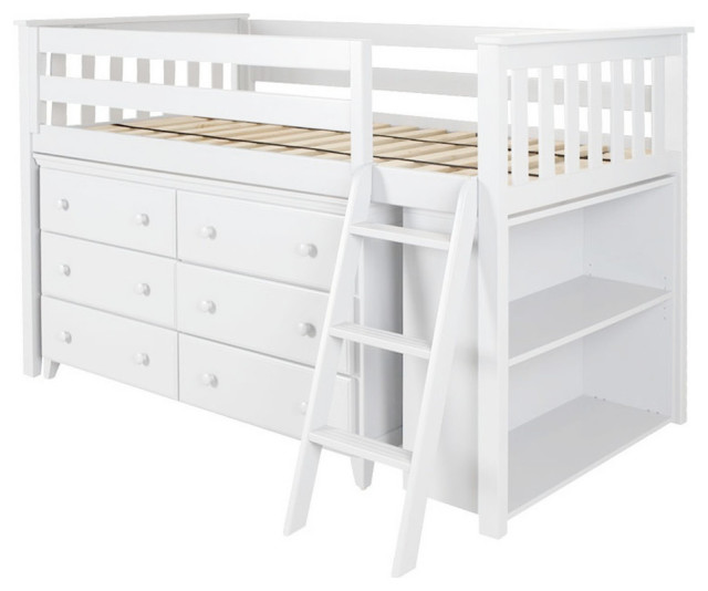 Chelsea Twin Low Loft Bed with Storage - Transitional - Kids Beds .