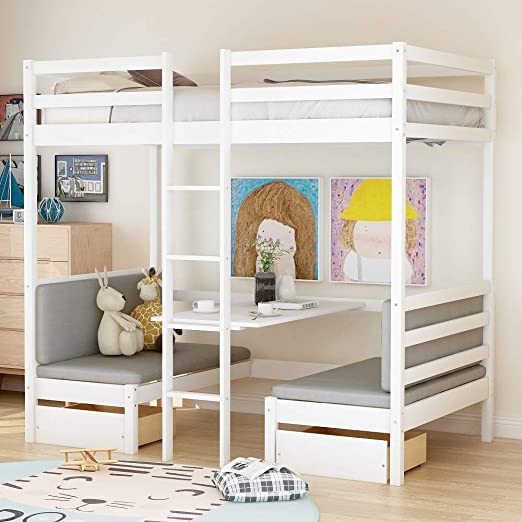 Amazon.com: Twin Over Twin Bunk Bed, Convertible Dorm Loft Bed .