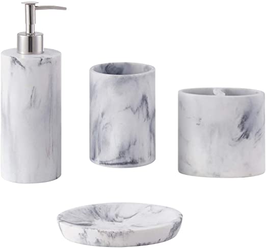 Amazon.com: ZCCZ Bathroom Accessories Set Complete, 4 Piece Marble .