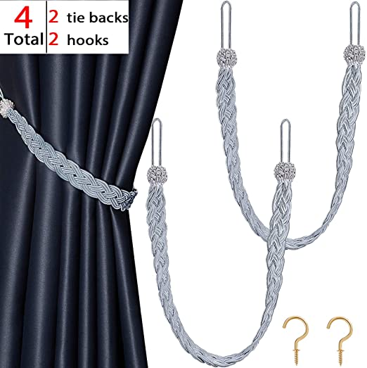 Amazon.com: Blulu Braided Curtain Tiebacks Rope Belt Curtain Ties .