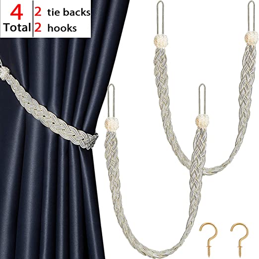 Amazon.com: Braided Curtain Tiebacks Rope Belt Curtain Ties with .