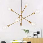 6 Lights Sputnik Chandelier Lighting, Adjustable Vintage Pendant .