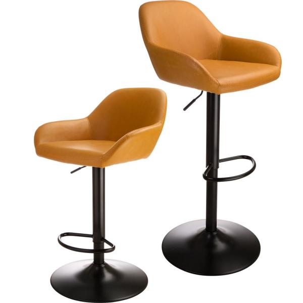 Glitzhome 42 in. Mid-Century Modern Mustard Yellow Leatherette .