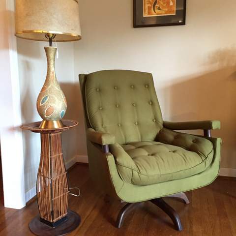 Mid Century Modern Swivel Rocker with Walnut Accents - EPO