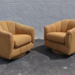 Pair Of Karl Springer Style Mid-Century Modern Swivel Lounge .