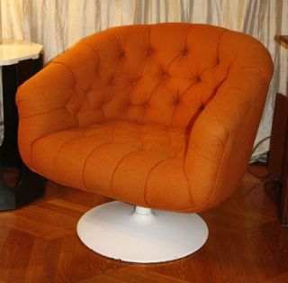 Vintage Button Tufted Swivel Lounge Chair Mid Century Modern Knoll .