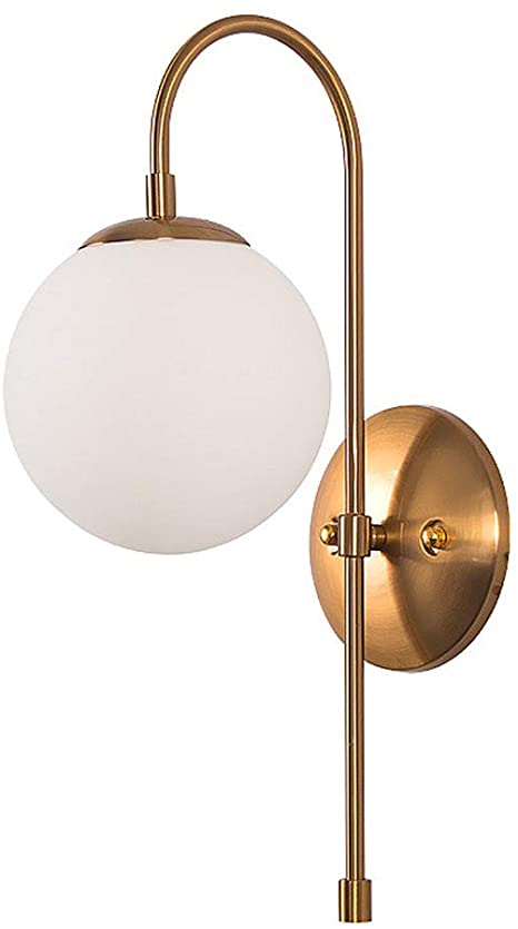 BOKT Mid-Century Modern Wall Sconce, Glass Globe Lampshade, 1 .