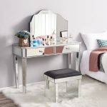 Panana Hot Sale Mirrored Glass Dressing Table 2 Drawers 3 folding .