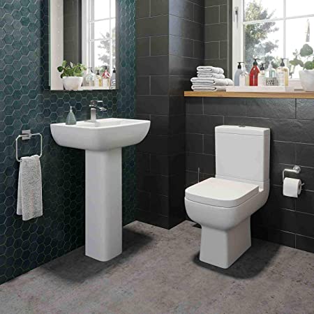 Modern Close Coupled Square Toilet Basin Pedestal Complete .