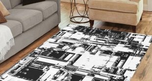 Abstract geometric area rug Modern black white and gray urban | Et