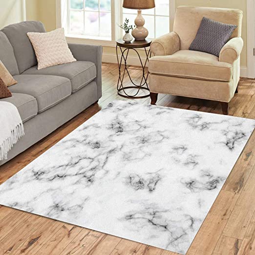 Amazon.com: Pinbeam Area Rug Gray Marble Black and White Marbling .