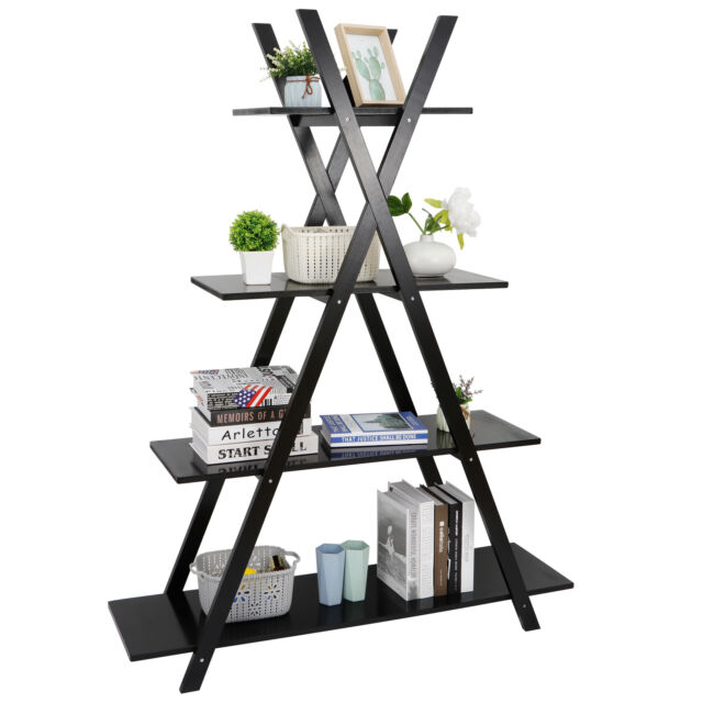 Giantex 4-Shelf Bookcase Style Storage Display Unit Modern .