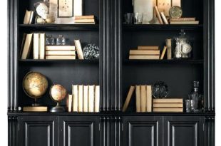 Modern Black Bookshelf With Doors in 2020 | Black bookcase .