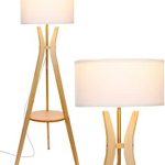 Brightech Charlotte: Rustic Shelf LED Floor Lamp - Tripod Standing .