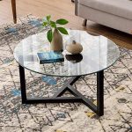 Amazon.com: Round Coffee Table 35" Modern Glass Coffee Table P .