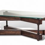 Killington Rustic Modern Coffee Table w/ Glass Top & Double "X .