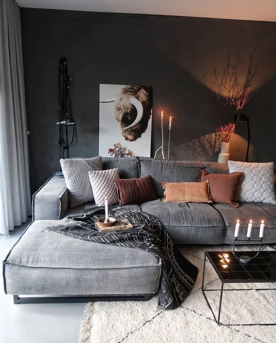 Cozy home decor, living room decoration ideas, modern interior .