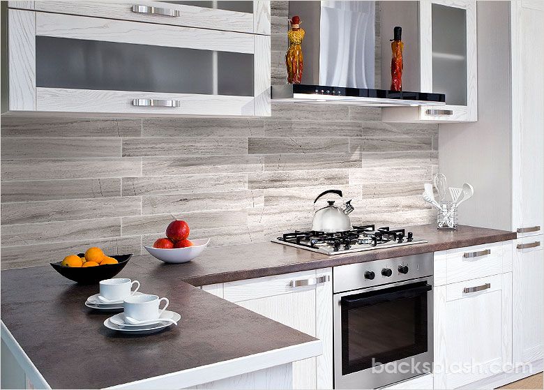 Silver Gray Long Subway Modern Marble Backsplash Tile | Kitchen .