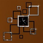 Wawoo Creative Square Quadrate 3D Mirror Surface Wall Clock for .