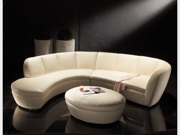 Moroni Crescenta 546 Cream Full Top Grain Leather Sectional Sofa .