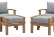 Modern Outdoor Lounge Chair and Ottoman Set, Wood, Gray Natural .