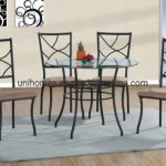 China Unihomes Round Glass Dining Table with Black Metal Frame .