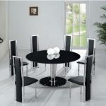 Modern Round Dining Table For 6 Black Chairs | Glass round dining .