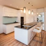 Kitchen Modern White Kitchen Wood Floor Stunning On For Galley .