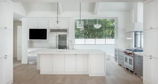 Some tips to clean and care of modern white kitchens with wood .