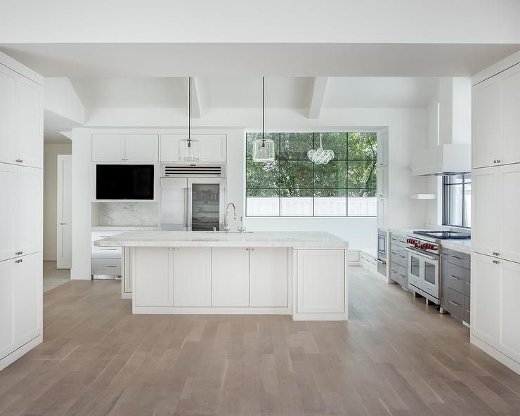 Modern White Kitchens With Wood Floors