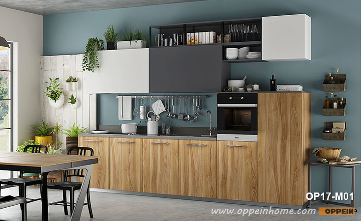 Modern Wood Grain Melamine Small Kitchen Cabinet OP17-M01- OPPEIN .