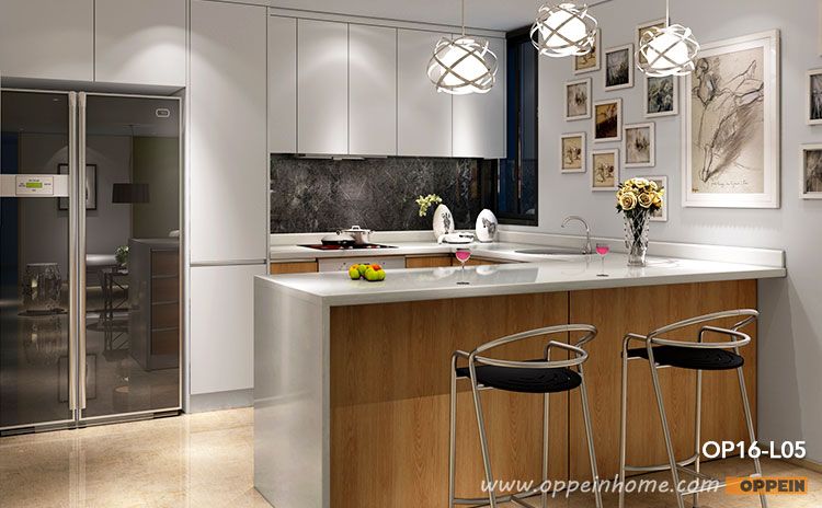 Modern Wood Grain Kitchen Cabinets