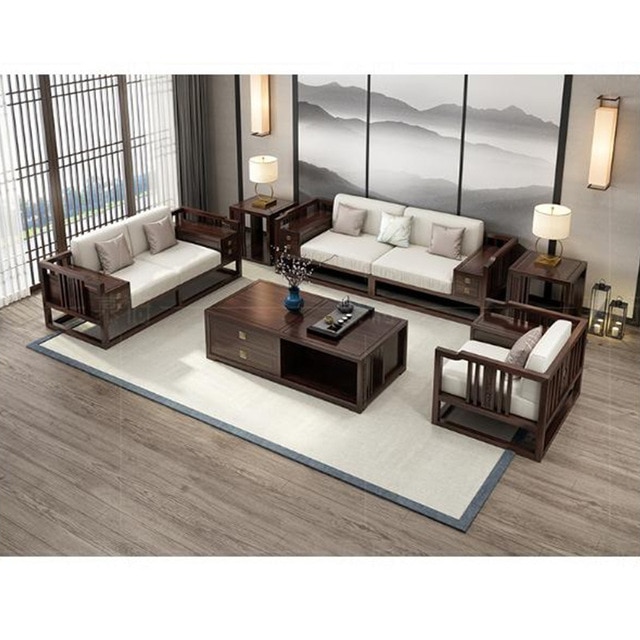 Modern Chinese wooden sofa Arhat bed design living room set Wood .