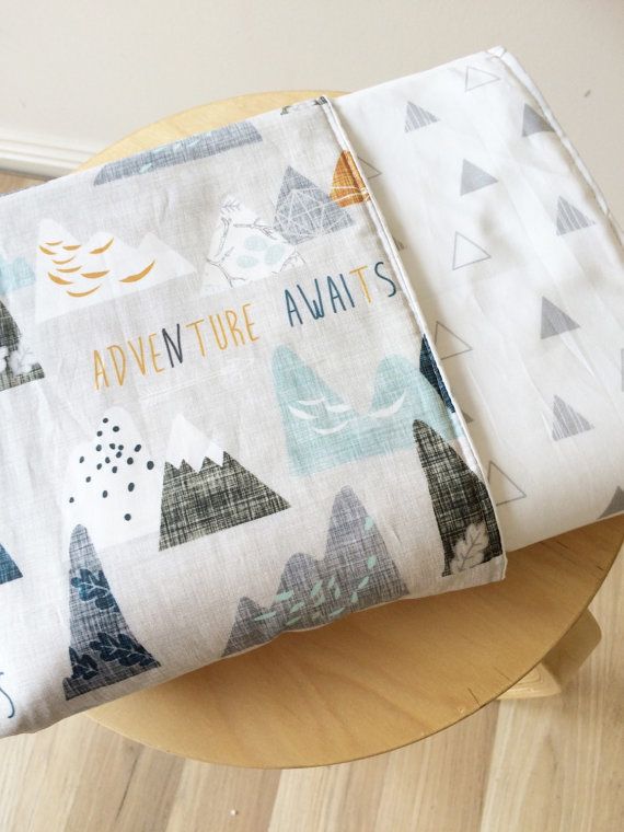 Adventure awaits! Crib quilt / cot quilt for woodland crib bedding .