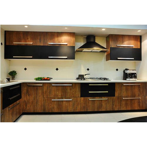 Wooden L Shape Designer L Shaped Modular Kitchen, Kitchen Cabinets .