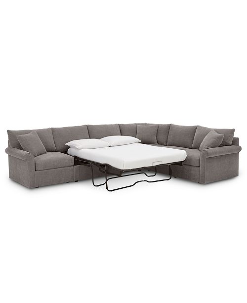 Furniture Wedport 5-Pc. Fabric "L" Shape Modular Sleeper Sectional .