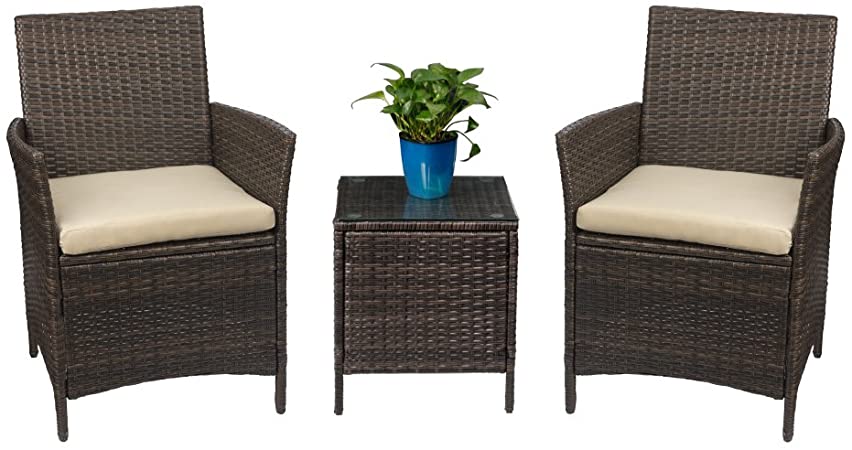 Amazon.com: Devoko Patio Porch Furniture Sets 3 Pieces PE Rattan .