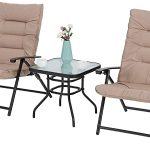 Amazon.com: PHI VILLA Patio 3 PC Padded Folding Chair Set .