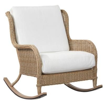 Hampton Bay Lemon Grove Custom Wicker Outdoor Rocking Chair with .
