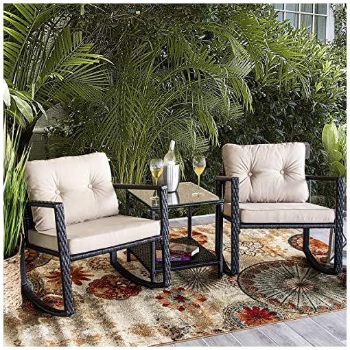 Barton Patio Rocking Chair 3pcs Set Patio Wicker Rattan Bistro .