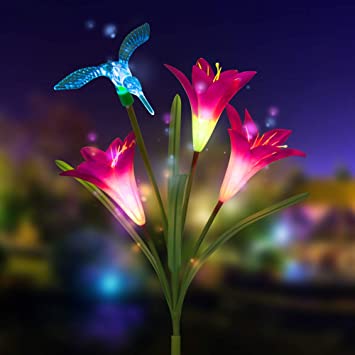Solar Lights Outdoor, New Version Solar Garden Lights with Lily .